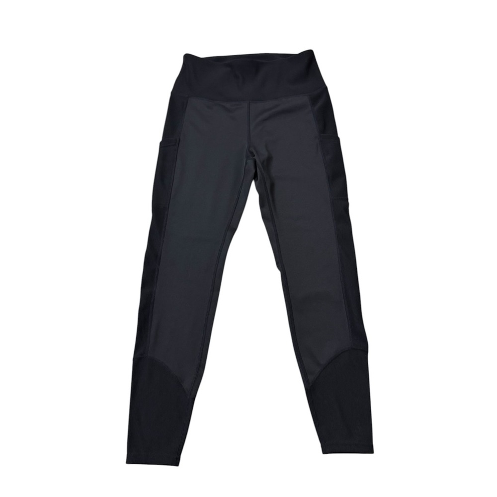 One Active Black Ribbed High-Waist Leggings Size Large